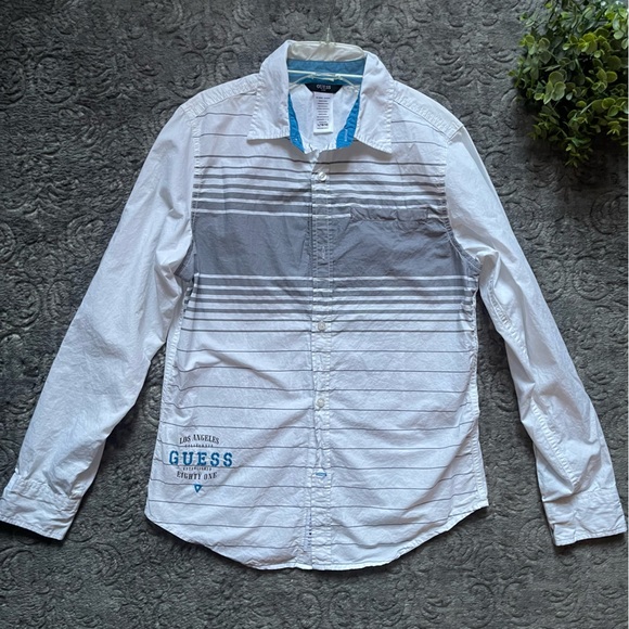 GUESS Kids White Button Down Shirt L (16/18) - Picture 1 of 8
